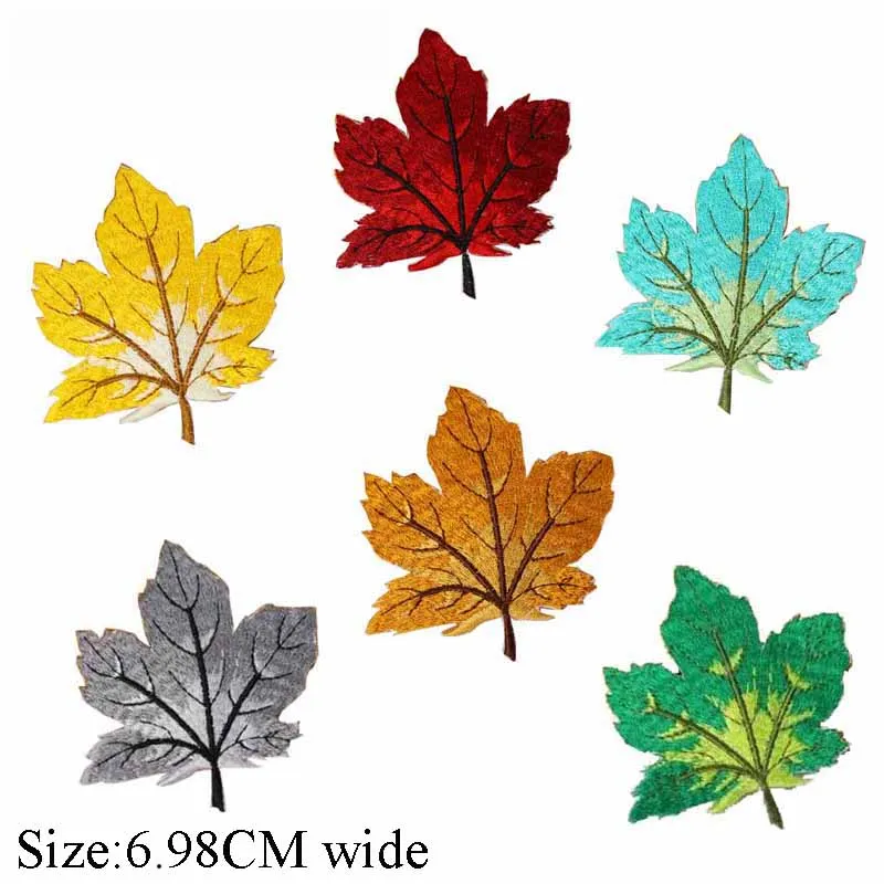 6 98 см Широкий разный цвет кленовые листья вышивка патч Пользовательский логотип