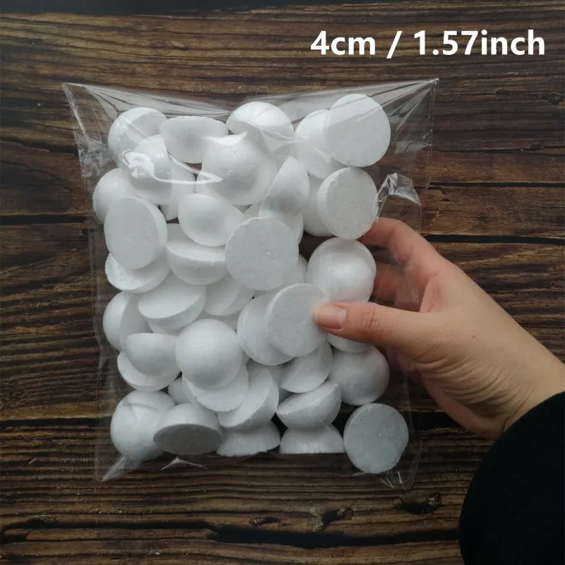 4cm 50 pieces 50 шт 4 см белые полукруглые Твердые пенопластовые шарики из пенопластового полистирола для рождественских детских моделей 40 мм/1,57 дюйма - Цвет: 4cm 50 pieces