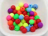 100 mixed frost neon color acrylic round beads 10mm smooth ball