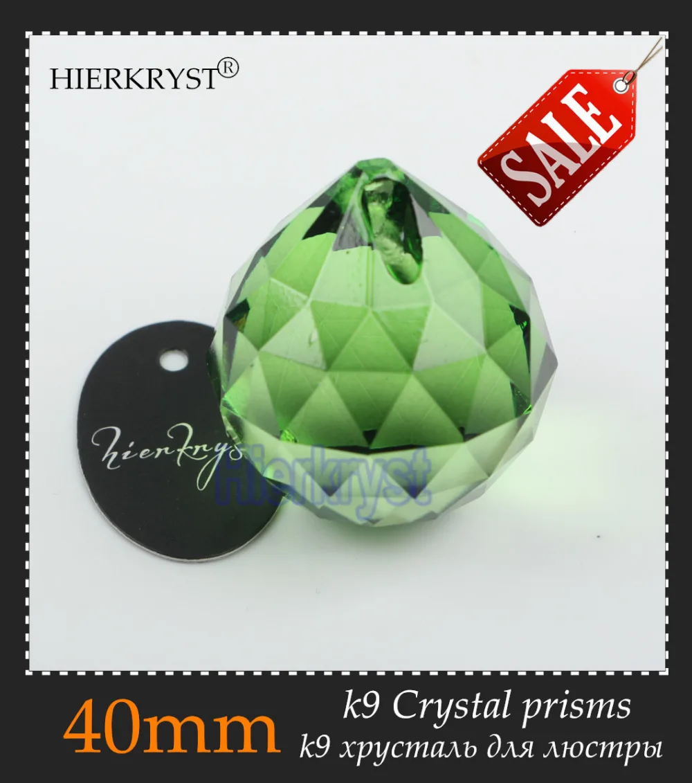 

HIERKYST 40mm Green Crystal Balls Suncatcher Prisms Pendants for Chandeliers Parts Lamp Rainbow Hanging Drops 2 pcs #2049-2C