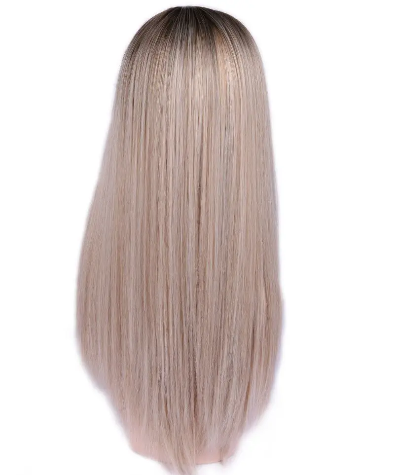 Ombre Ash Blonde Wignee Ombre Синий длинные прямые волосы синтетический парик для женщин высокая температура термостойкие ежедневные/вечерние игра трон полный парик - Цвет: Ombre Ash Blonde