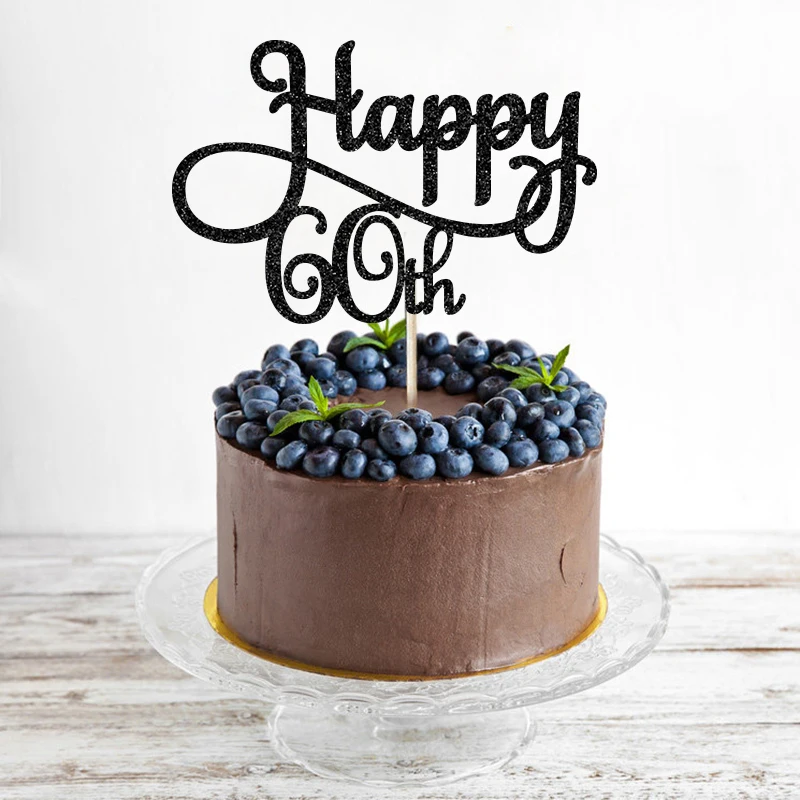 

Золотистый или серебристый Блестящий Топпер для торта на годовщину 60-го дня рождения или свадьбу украшения для вечевечерние НКИ украшения ...