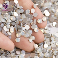 yanruo white opal color rhinestones strass non hotfix glue on nails crystal flat back stones rhinestones on dresses