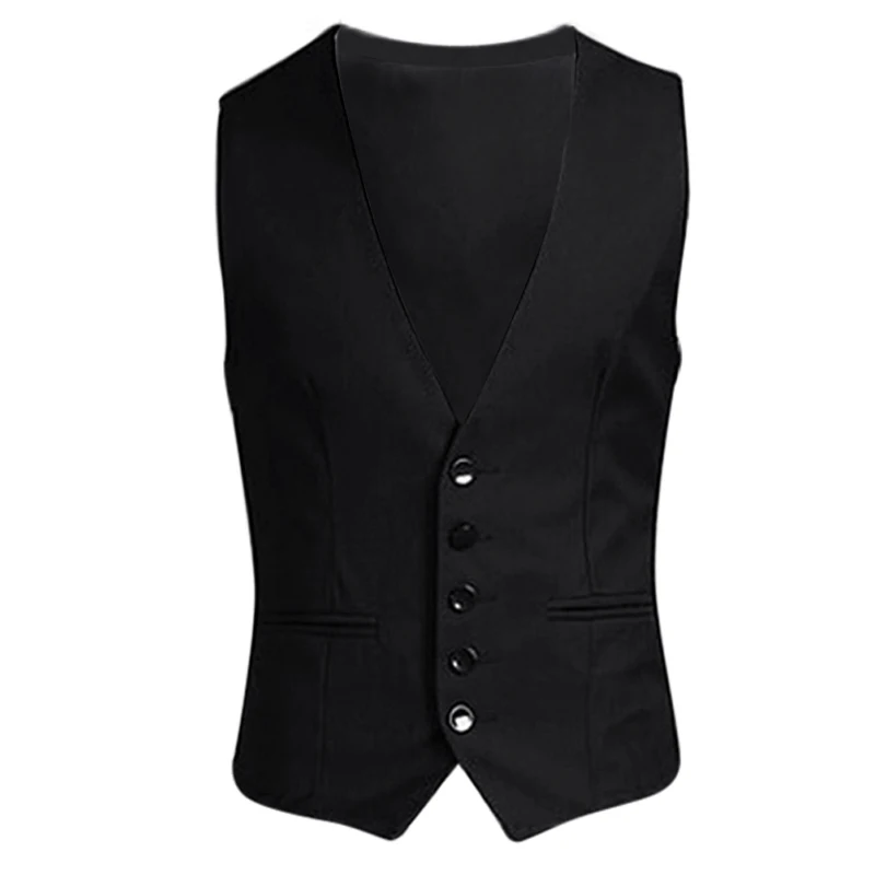 Британский Стильный мужской пиджак без рукавов деловой костюм приталенный жилет