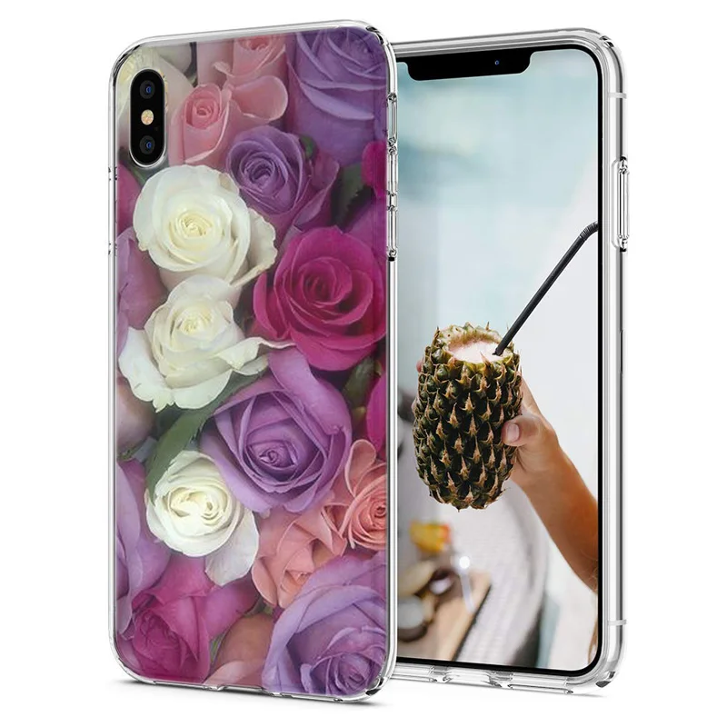 Мягкий чехол для телефона iPhone X XS XR чехлы из ТПУ цветной цветок лист мандала Fundas