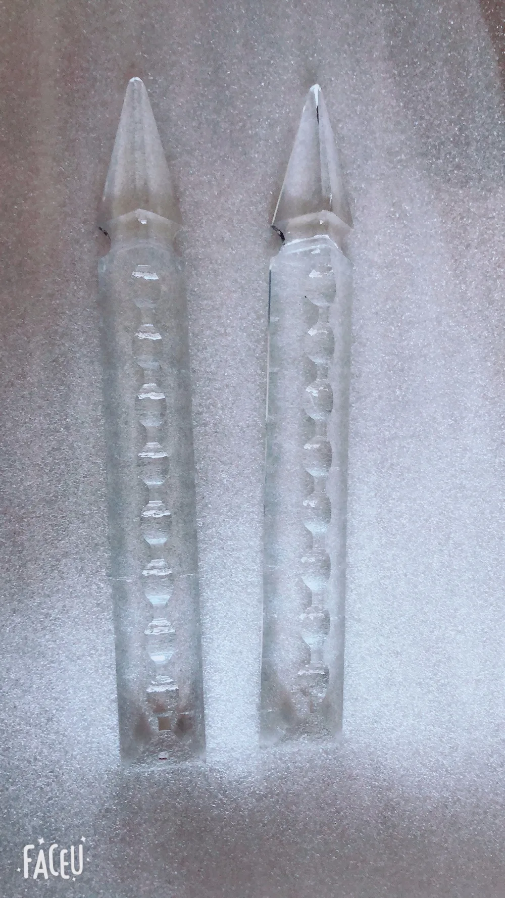 110pc 150mm CRYSTAL SPEAR CUT GLASS PRISMS CHANDELIER LAMP DROP REPLACE PART HANG