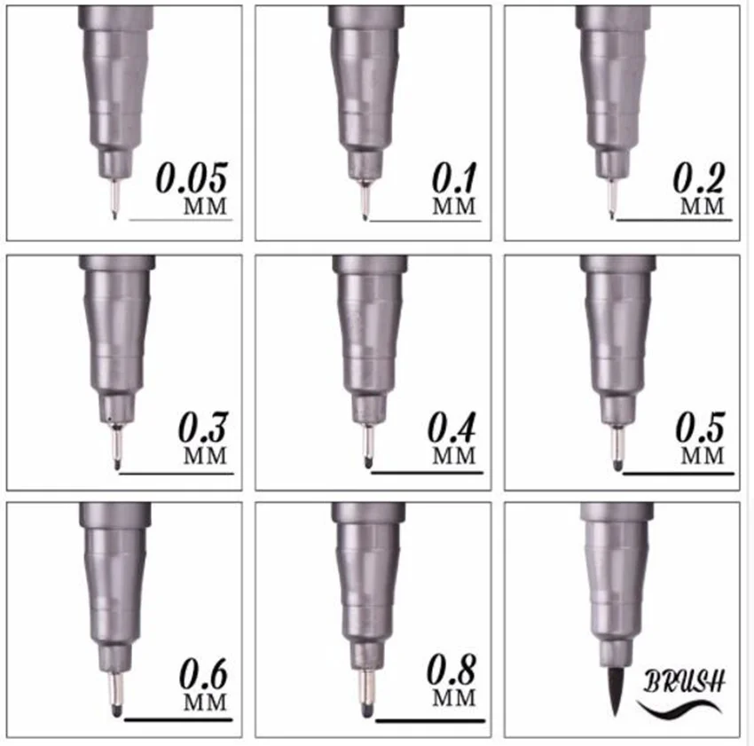 STA 9 шт./компл. Pigma Micron игольчатая ручка Водонепроницаемая устойчивая к выцветанию