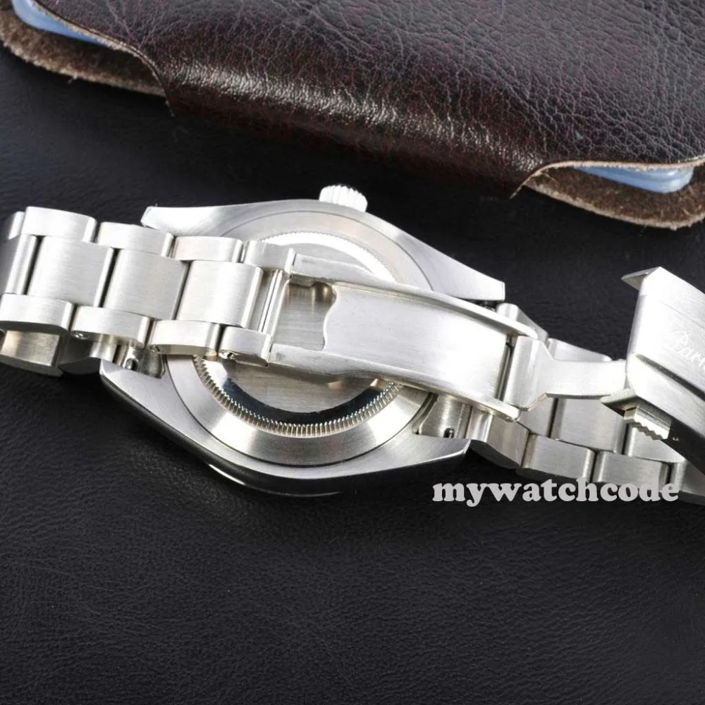 Мужские автоматические наручные часы 40 мм parnis с синим циферблатом сапфировым