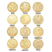 12 constellation gold plated physical commemorative coin collectible gift