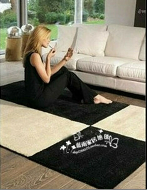 Модные абстрактные короткие утолщенные черно белые Ковровые Коврики для