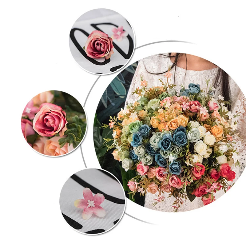 

10heads/1 bundle Silk roses Artificial Flowers Bouquet Tea Rose for wedding home accessories decoration room decor