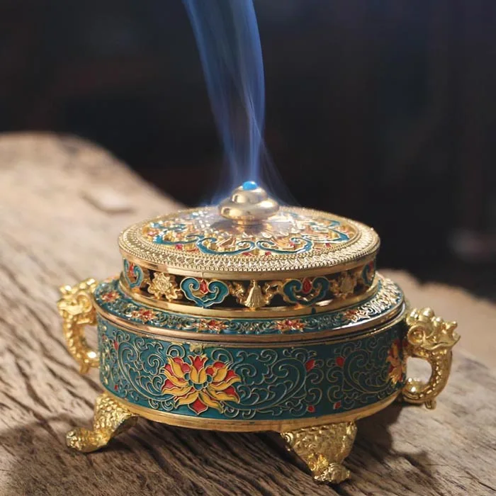 

Курильница из сплава с покрытием, эмалированная тибетская ароматическая курильница для гостиной, домашняя цветная эмалированная ароматич...