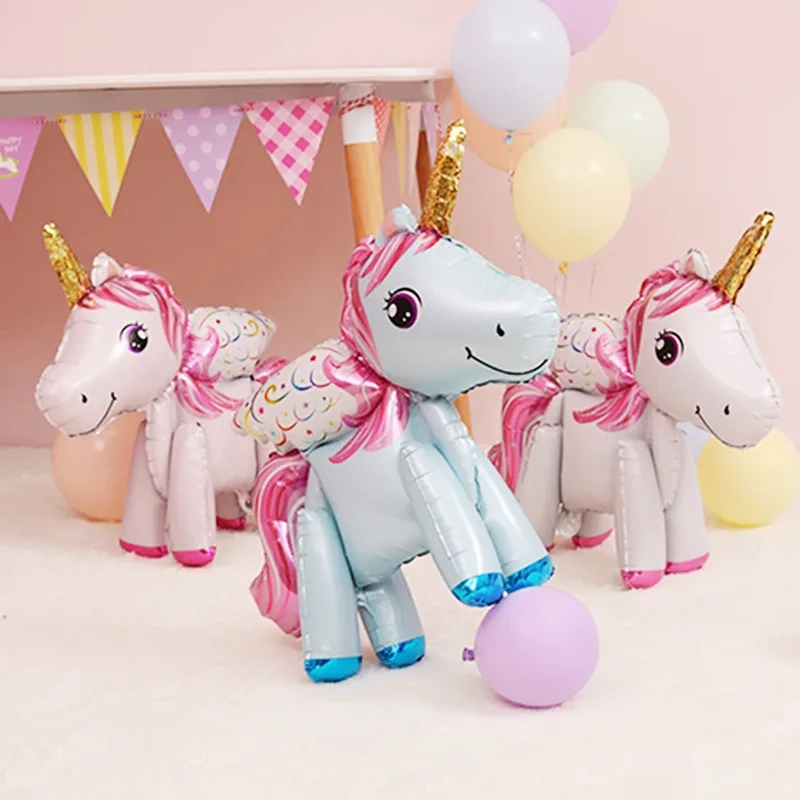 1 шт. Розовый Единорог балон 3D DIY милый Радужный подставка фольга шары украшение
