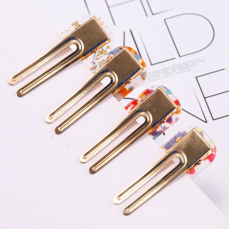 

1 Pieces Leopard Print Fashion Women Hair Clips Geometry Shape Jelly Color Girl Headwear Metal Bang Clips Length 6cm 22 Colors