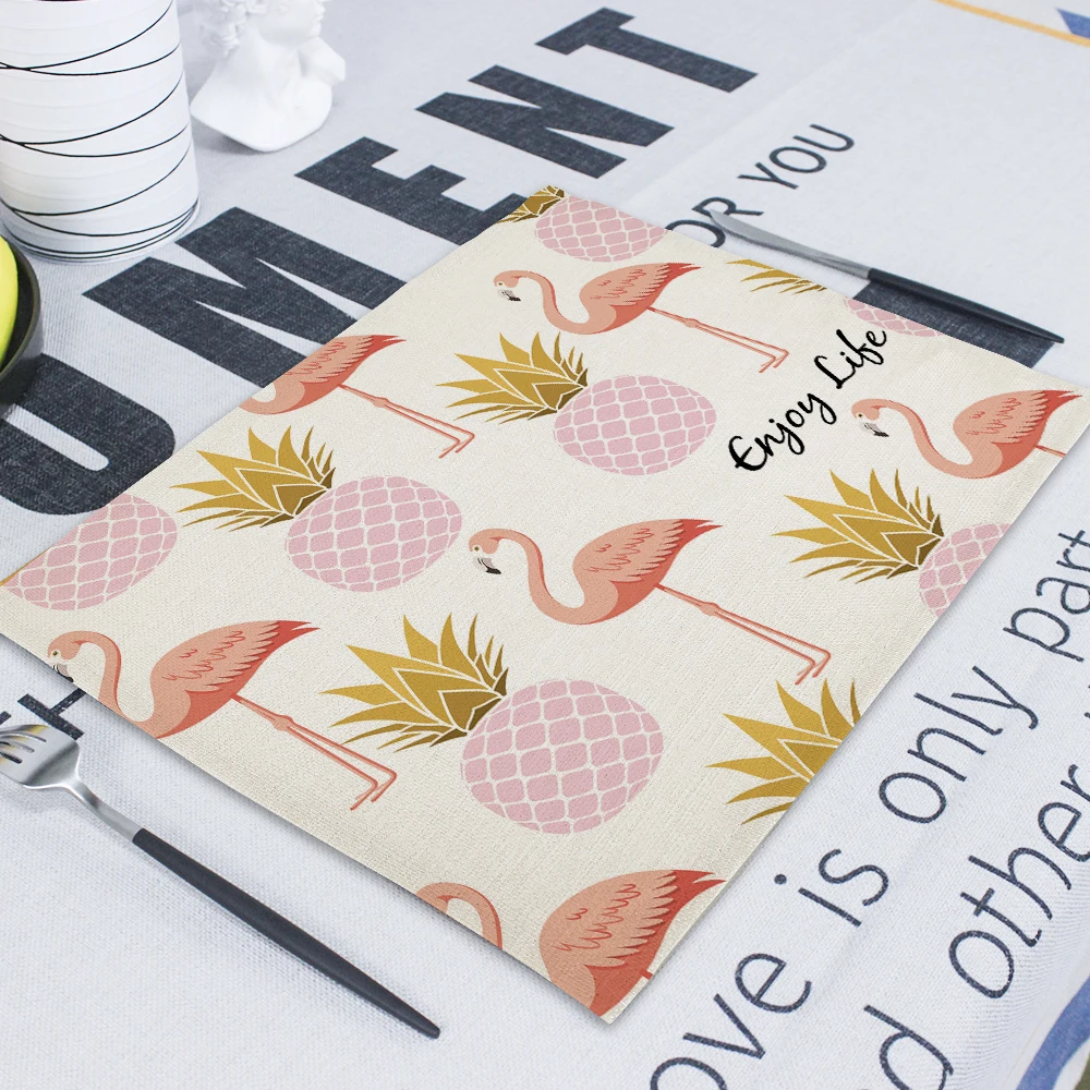 Flamingo Napkin 42X32Cm Linen Tea Towel Rectangle Decorative Paper Napkins Fabric Kitchen Napkins On The Table Mats For Weddings