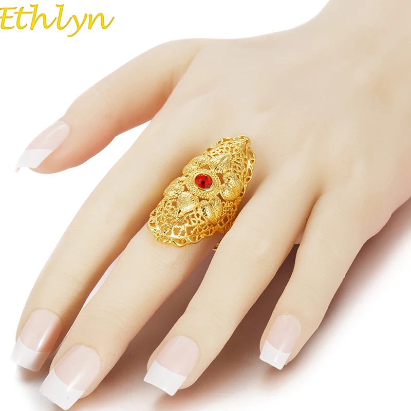 Ethlyn эфиопская Камень Обручальное кольцо для Для женщин золото Цвет кольцо Эритрея Африка моды кольцо Ближний Восток ювелирные изделия R73