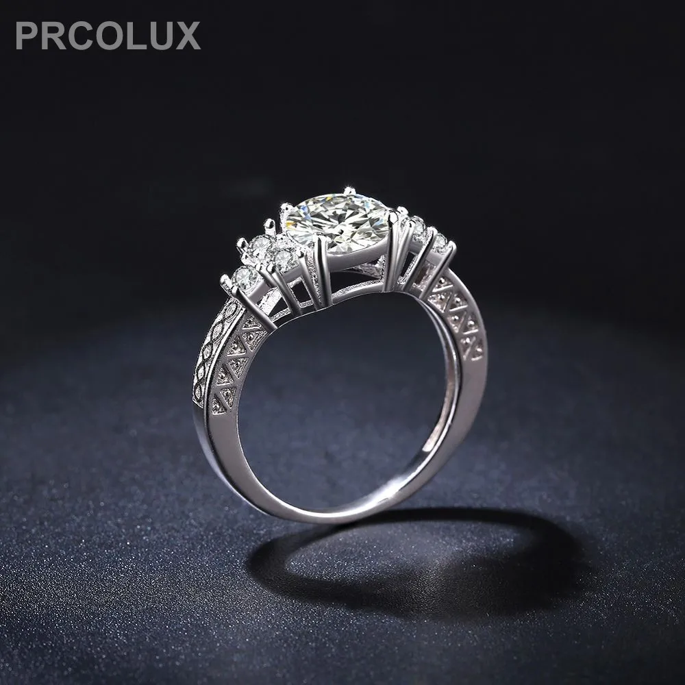 PRCOLUX Элегантные Свадебные Кольца для Для женщин Белый Круглый CZ посеребренные