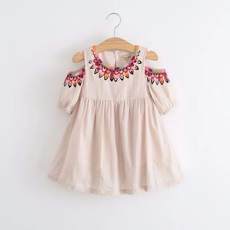 2017 New Girls Puff Sleeve Vintage Floral Print Party Dress Candy Color Spring Summer Cotton Dres | Детская одежда и обувь