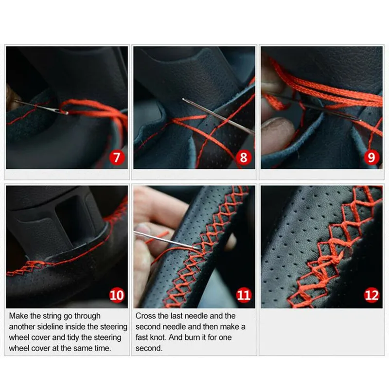 Car Braid On The Steering Wheel 38 cm Hand Sewing Microfiber Leather Covers Auto Steering Wheel Cover