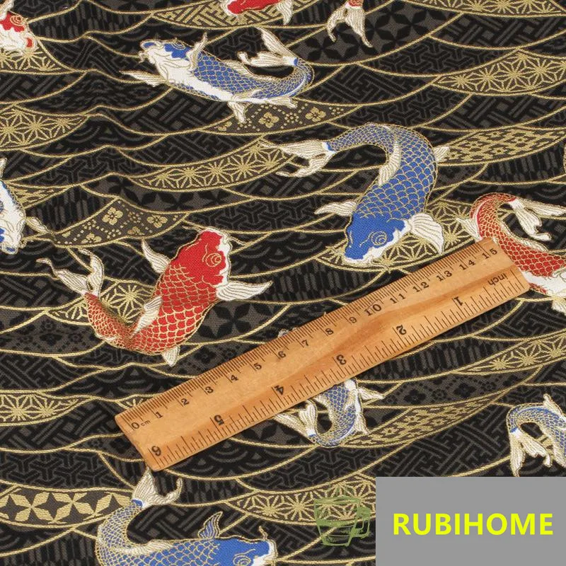 RUBIHOME (45x11 0 см/шт.) печатная японская волна рыбы дизайн Кимоно Стиль Хлопок Ткань