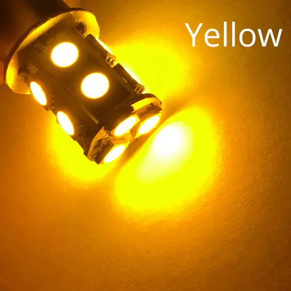 10X1156 BA15S 1157 BAY15D P21 5 Вт BA15D 13Led 5050 Автомобильные светодиодные указатели поворота, тормозные задние лампы, автомобильные задние лампы заднего хода DC 12 В - Испускаемый цвет: Цвет: желтый