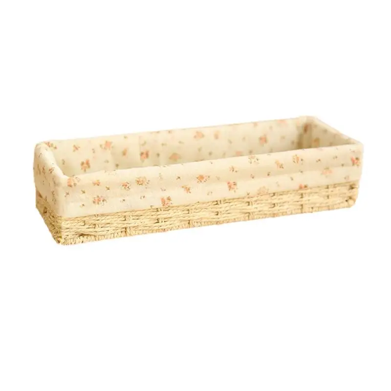 Beige 2 Соломенная коробка для хранения столовой посуды антивлажный органайзер для макияжа ручная вязка кухонная корзина для хранения мелочей Прочный Стильный - Цвет: Beige 2