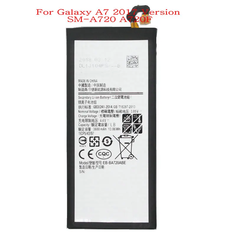 Ciszean 1x3600 mAh 3.85VDC EB-BA720ABE запасная батарея для Samsung Galaxy A7 2017 (A720) A720 SM-A720F батареи |