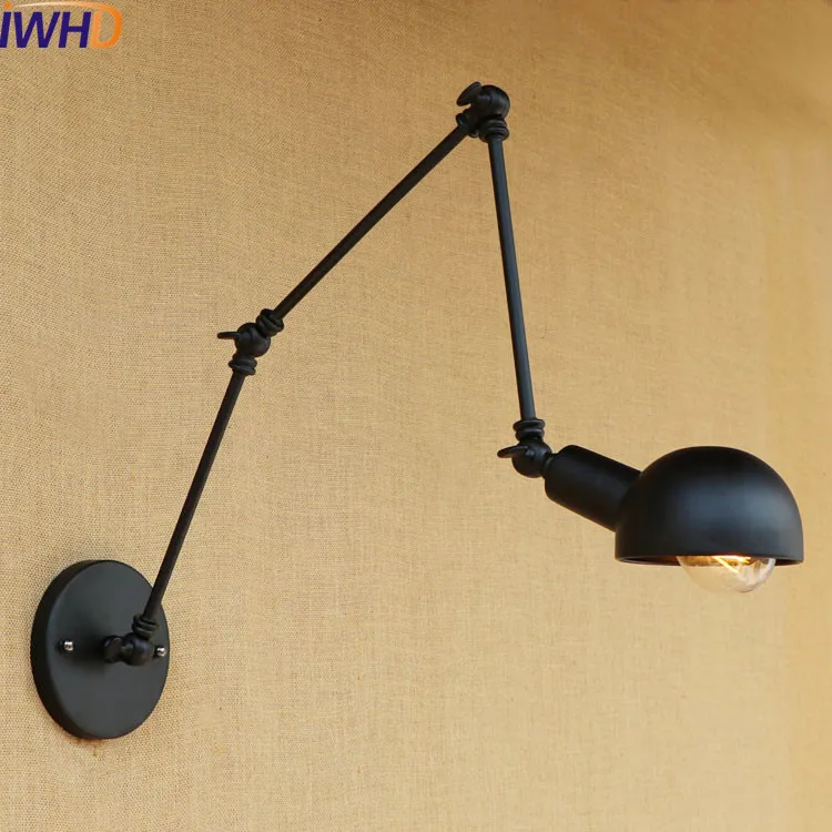 Светодиодный светильник IWHD в стиле ретро винтажное бра Эдисона черного цвета