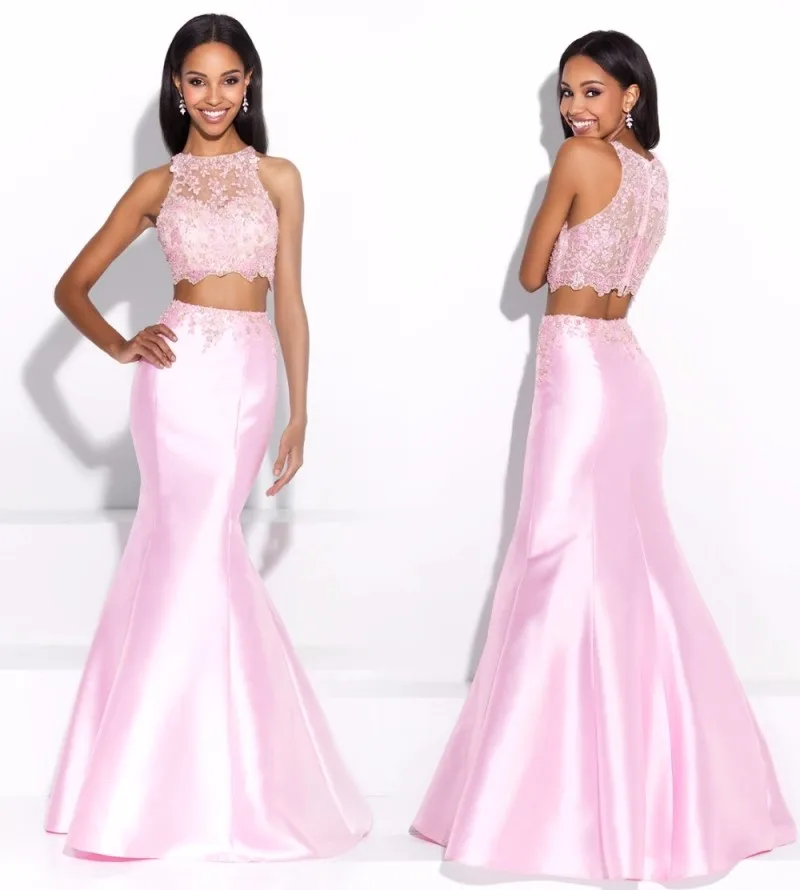 Секси Длинный Два 2 Шт. Кружева Пром Платья Русалка Атласная свадебные платья