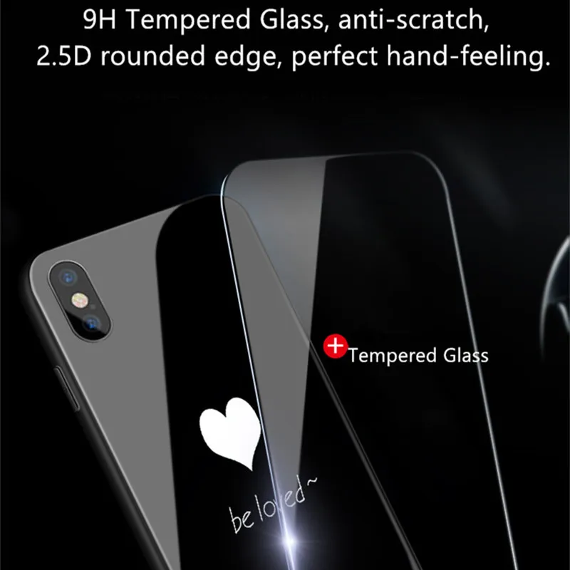 Любовь Сердце чехол из закаленного стекла для телефона iphone X 8 7 Plus модные пары