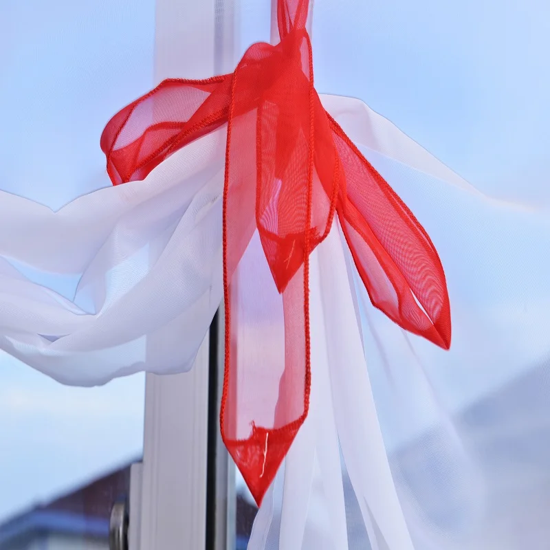 Занавеска из красной ленты римские волнистые шторы тюль для гостиной