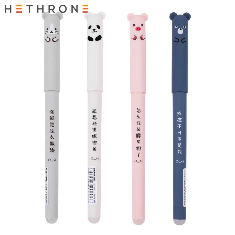 Hethrone 4 шт. качественные милые животные Кошка/Ручка гелевая с медведем скраб студенческие ручки для школы письма Kawaii ручка поставки гелевые ручки jel kalem