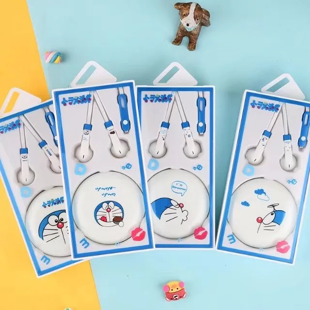 Милые Мультяшные наушники Doraemon 3 5 мм в ухо стерео Kawaii с микрофоном для iPhone