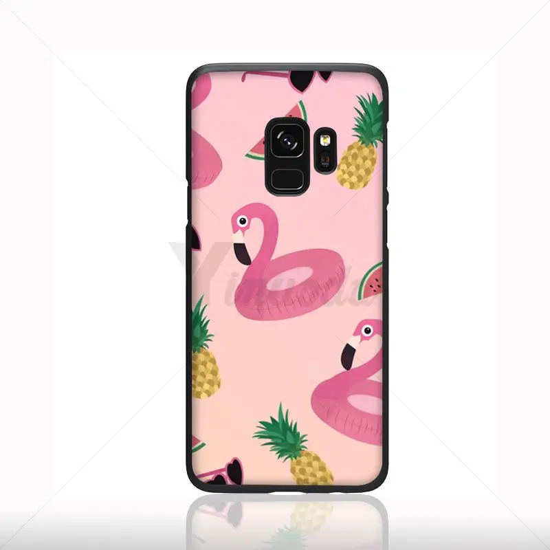 Yinuoda цветной мягкий силиконовый черный чехол для телефона с фламинго Samsung Galaxy s9 s8