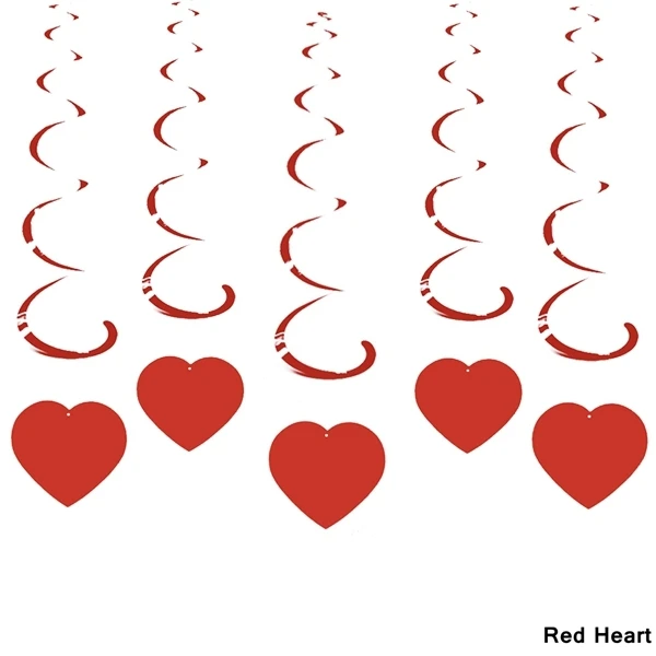 Red Heart Новинка! 6 шт. потолочное вихревое украшение металлик для свадьбы, Рождества, Хэллоуина, дня рождения, вечеринки - Цвет: Red Heart