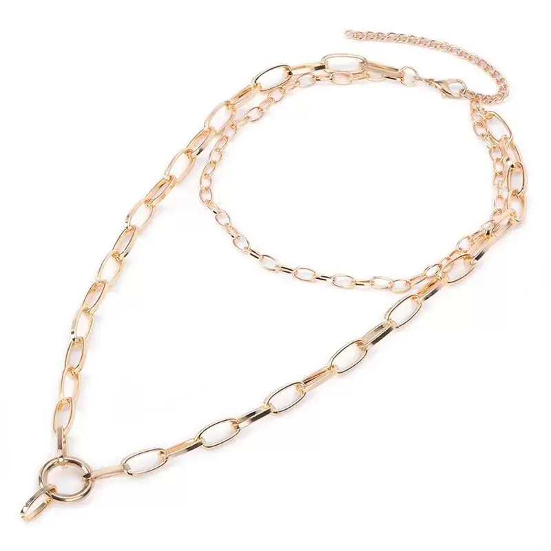 2019 new elements Gold/silver color alloy simple fashion necklace listed personality neck chain factory Direct Selling | Украшения и