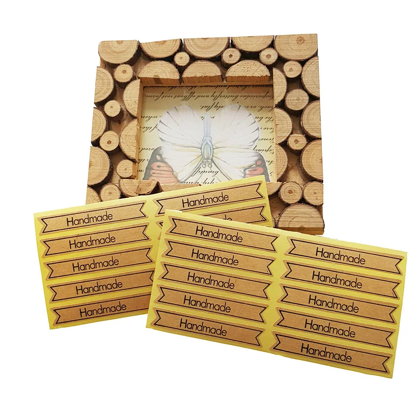 

100 Pcs/lot Handmade Long strip Natural Sticker Kraft Label Sticker DIYFor Gift Cake Baking Sealing Scrapbooking Sticker
