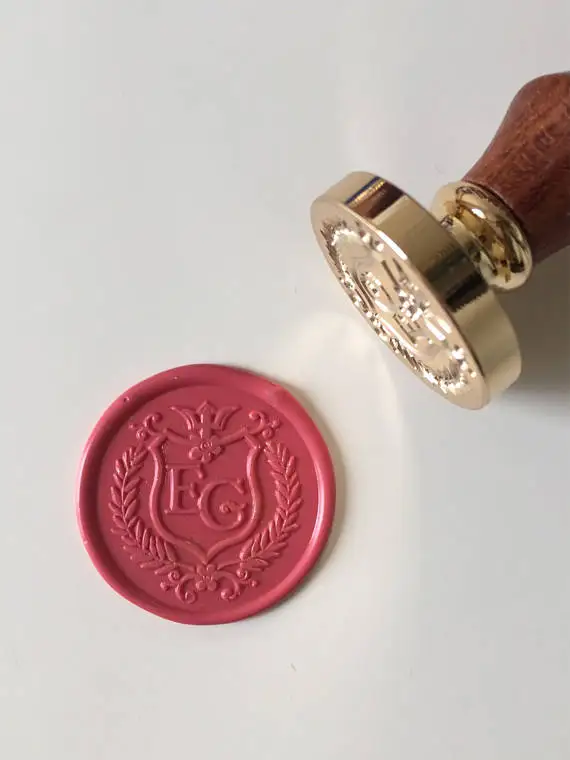 

Wreath & Crest design Wedding Wax Seal Stamp with initials