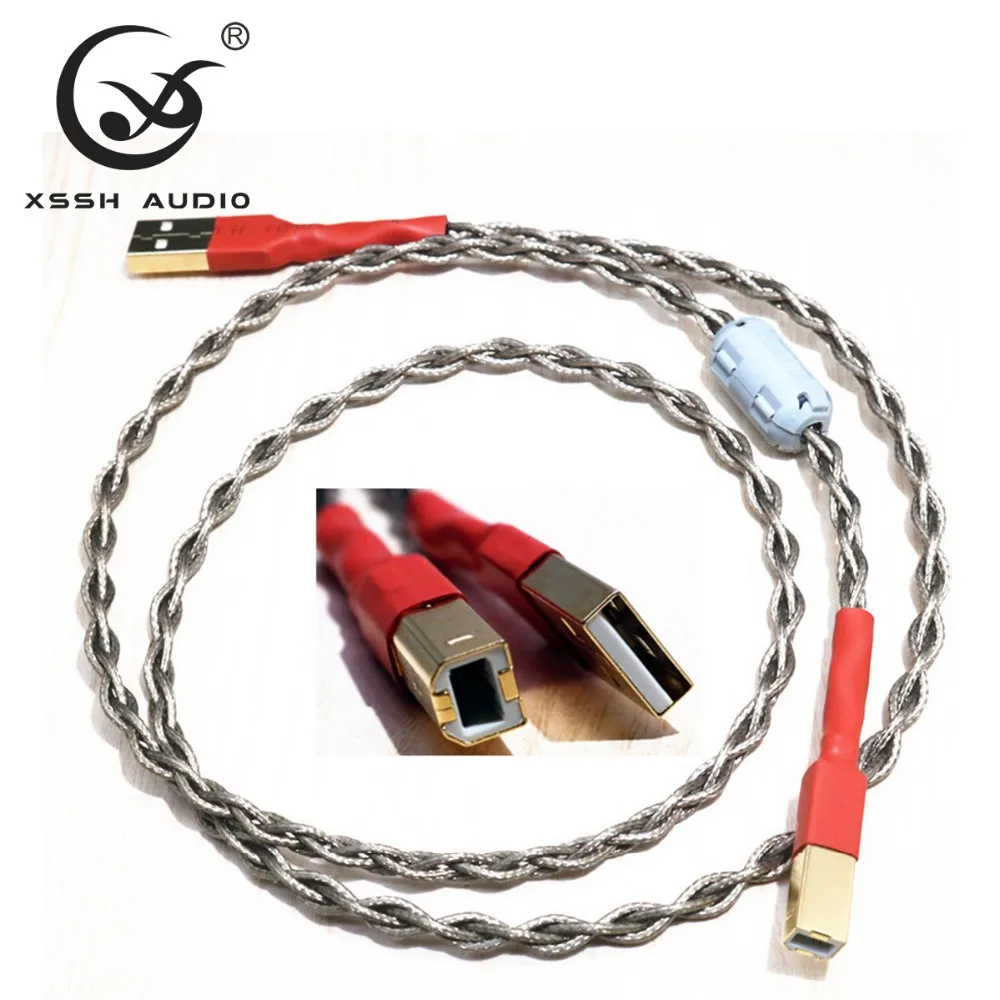 XSSH аудио OFC Чистая медь Серебристый Аудио удлинитель Кабель оплетка Aux USB DAC AV