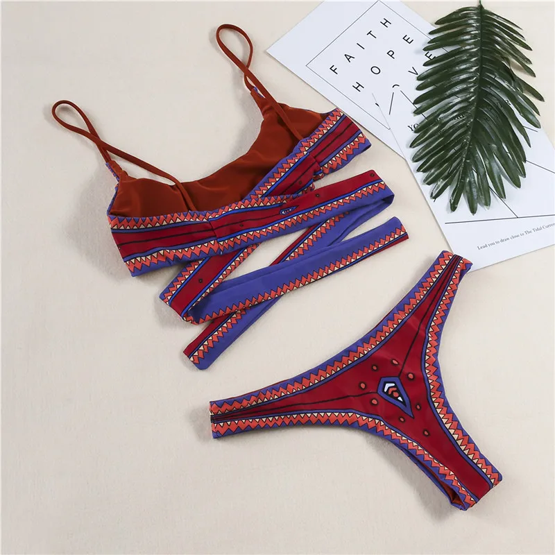Wimwear сексуальный женский бюстгальтер с принтом на подкладке пляжный комплект