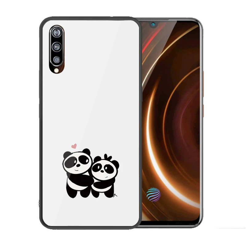 Закаленное стекло крышка для Vivo iQOO Милый Панда чехол Coque Fundas | Мобильные телефоны