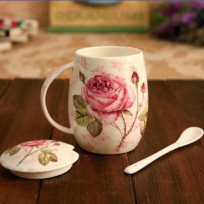 Костяной фарфор чаша керамика ложка с крышкой влюблённые барабан | Дом и сад