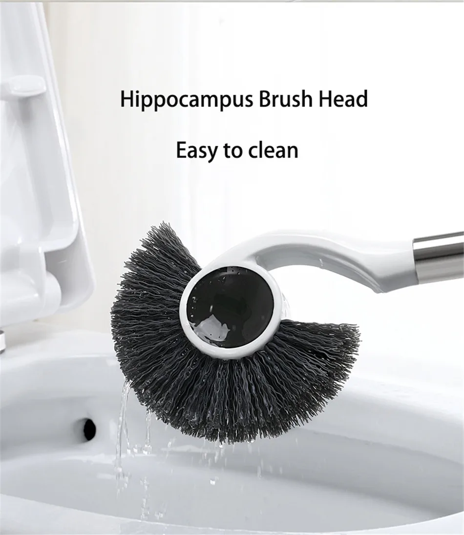 GUNOT Magnetic Adsorption Toilet Brush Creative Hippocampus Brush Head Stainless Steel Handle Household Bathroom Cleaning Tool