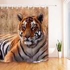 Занавеска для душа LB с тигром, водонепроницаемая шторка для ванной комнаты, дикая природа, очень длинная, стирающаяся, С Рисунком Тигра, для украшения ванны