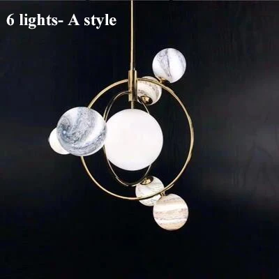 6 lights A style Современная Новинка, светодиодная люстра с заземлением, освещение, золотая металлическая гостиная, светодиодная подвесная люстра, Подвесная лампа для спальни - Цвет абажура: 6 lights A style