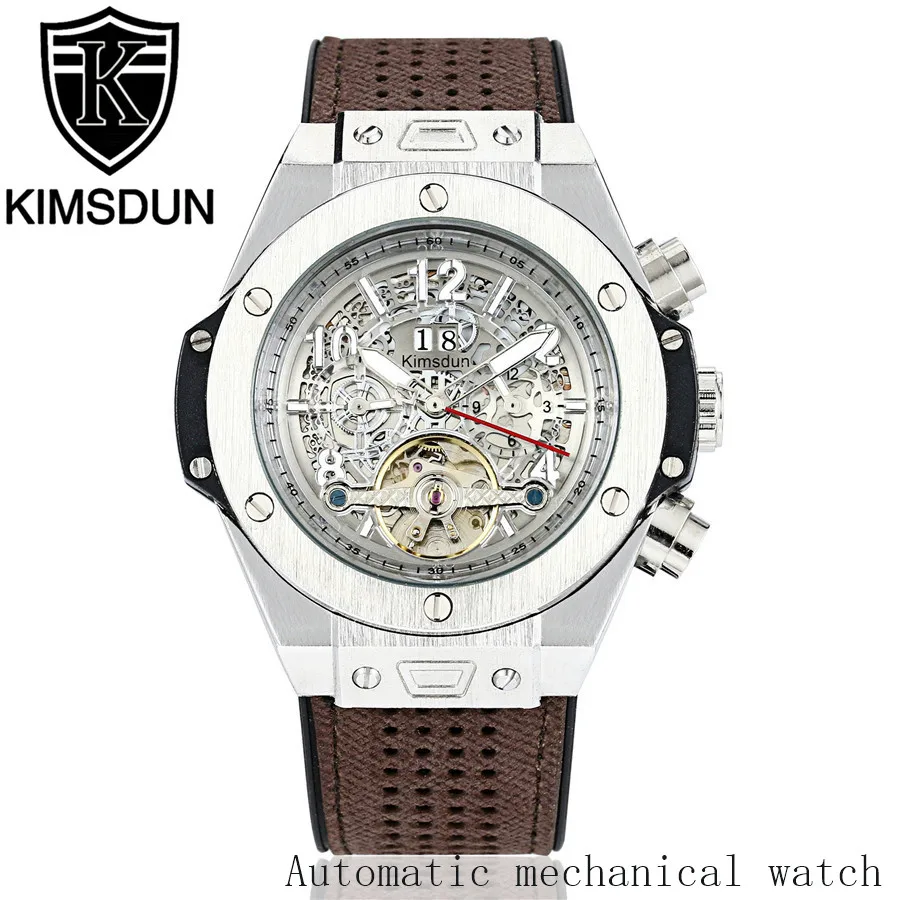 2019 KIMSDUN Роскошные автоматические мужские механические часы Relogio кожа бизнес для