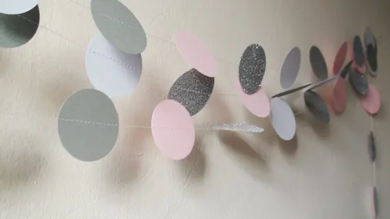 Белые розовые серые серебряные блестящие кружки бумажные баннеры 10 футов