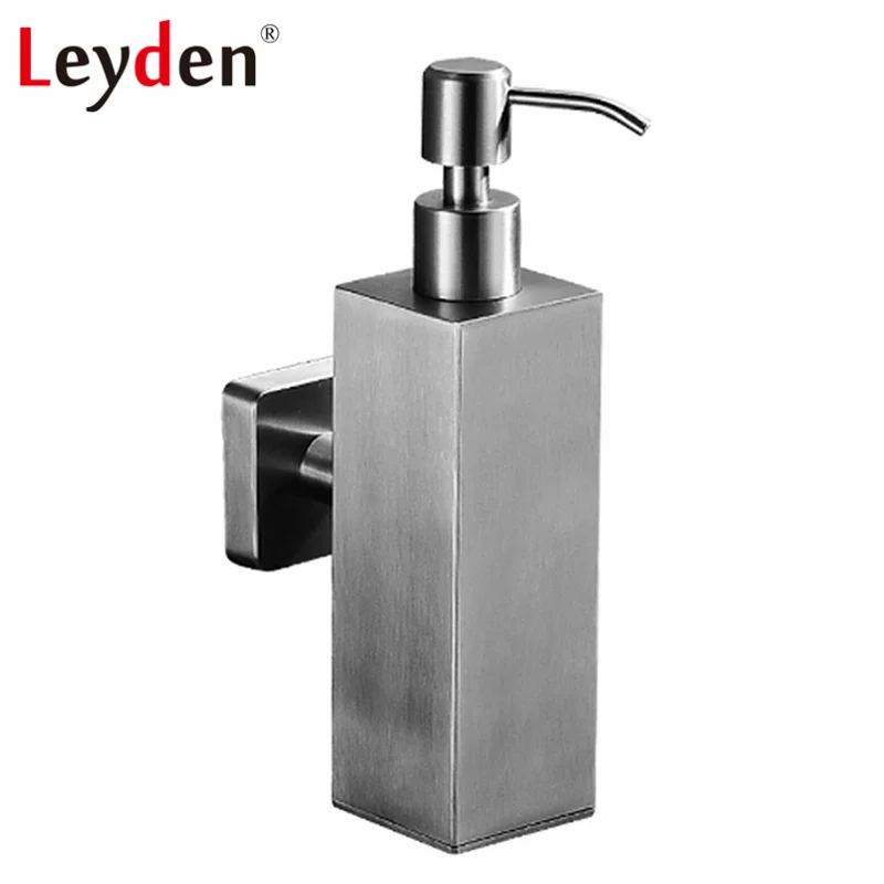 

Leyden Stainless Steel Square Liquid Soap Bottle Brushed Nickel Wall Mounted Hand Liquid Soap Dispenser Bathroom Accessories