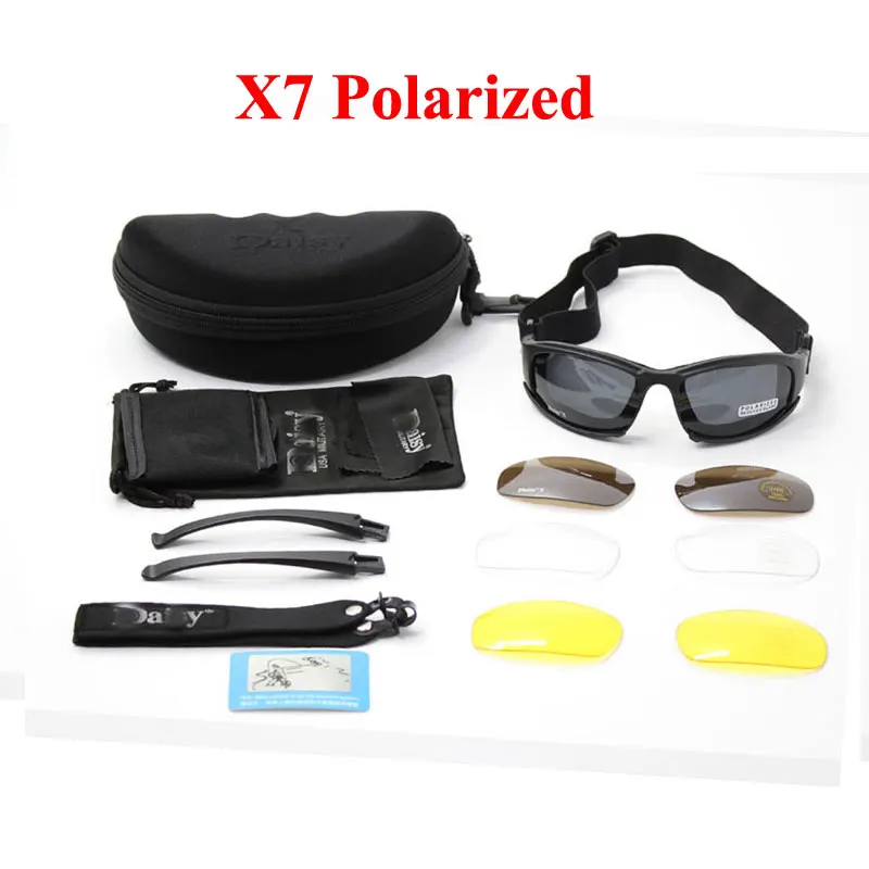 X7 Polarized Daisy C8 военные очки пуленепробиваемые армейские поляризованные солнцезащитные очки с 3 линзами X7 охотничьи очки для стрельбы страйкбола мотоциклетные очки - Цвет: X7 Polarized
