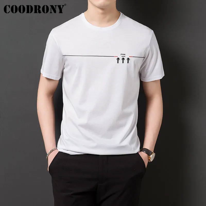 COODRONY Футболка Мужская Уличная модная футболка с круглым вырезом Летние Новые поступления Футболка с коротким рукавом Мужская хлопковая футболка Homme S95134